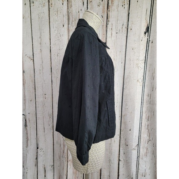 ALK Women's Large Style & Co Black Two Button Eyelet Blouse‎ Jacket Blazer Coat - Picture 6 of 9